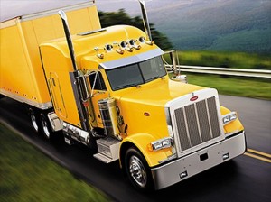 Big 18 wheeler truck yellow