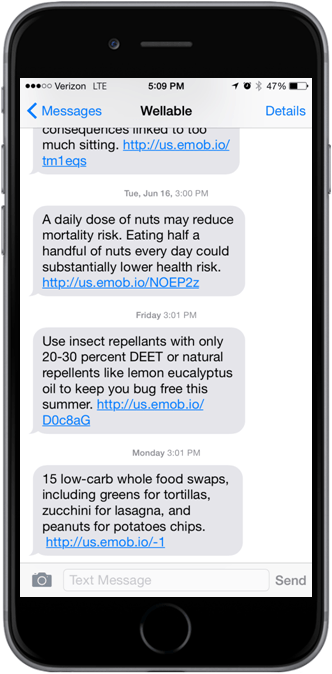 Wellable health text messages 