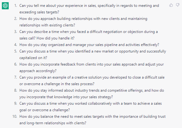 ChatGPT in HR - Draft Interview Questions