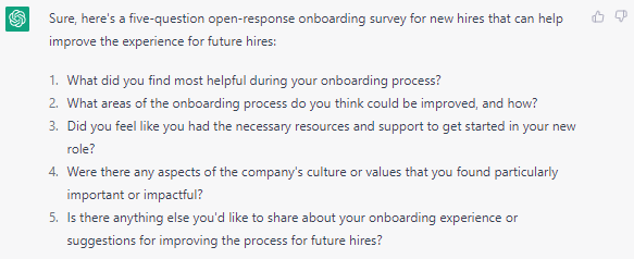 ChatGPT in HR - Generate Onboarding Surveys